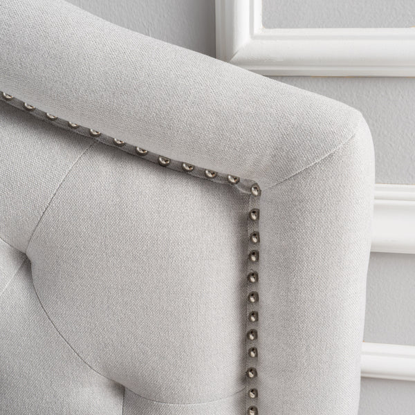 Gdf Studio Hecha Tufted Light Gray Fabric Full/Queen Headboard With Nailhead Accents