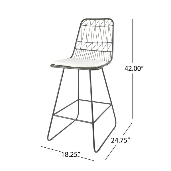 Gdf Studio Hedy Outdoor Wire Counter Stools With Cushions (Set Of 4)
