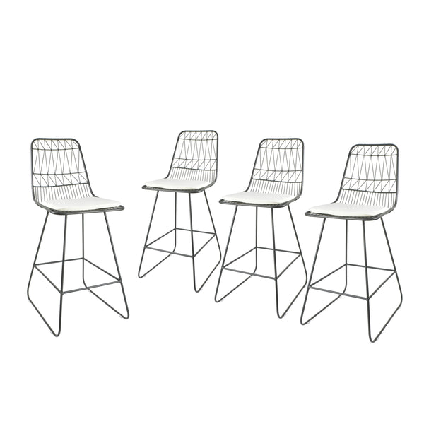 gdf studio Hedy Outdoor Wire Counter Stools with Cushions (Set of 4)