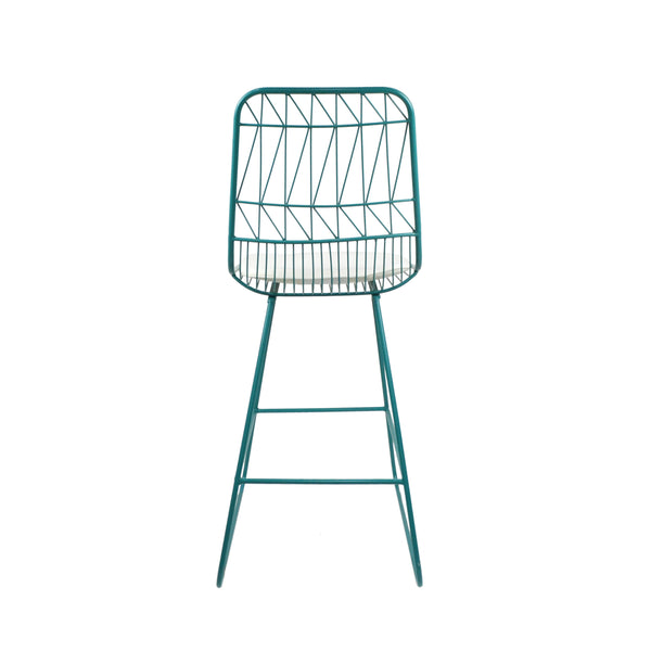 Gdf Studio Hedy Outdoor Wire Counter Stools With Cushions (Set Of 2) Teal And Ivory
