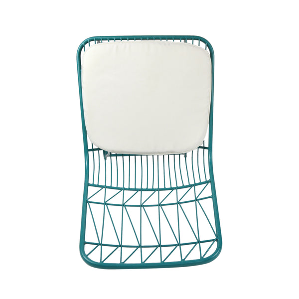 Gdf Studio Hedy Outdoor Wire Counter Stools With Cushions (Set Of 2) Teal And Ivory
