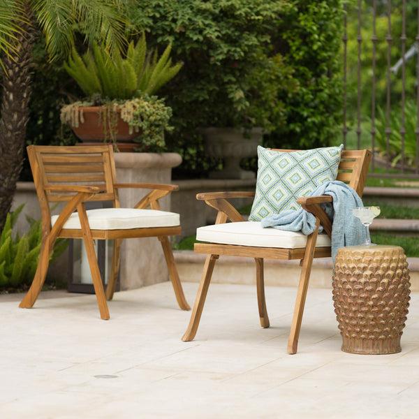 Gdf Studio Helen Outdoor Teak Finish Acacia Wood Arm Chair (Set Of 2)