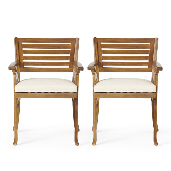 gdf studio Helen Outdoor Teak Finish Acacia Wood Arm Chair (Set of 2)