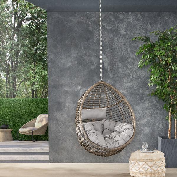 Gdf Studio Hempstead Indoor/Outdoor Wicker Hanging Teardrop / Egg Chair (NO STAND)