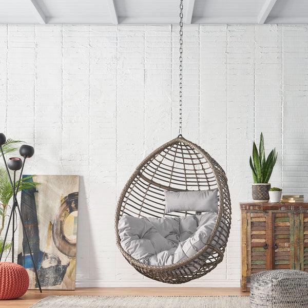 gdf studio Hempstead Indoor/Outdoor Wicker Hanging Teardrop / Egg Chair (NO STAND)