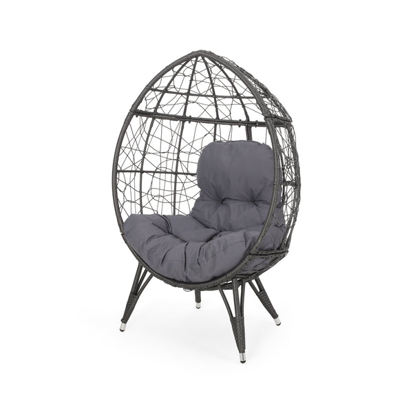 Gdf Studio Hendryx Outdoor Freestanding Wicker Teardrop / Egg Chair