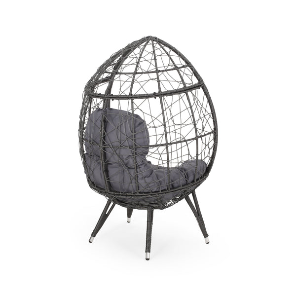 Gdf Studio Hendryx Outdoor Freestanding Wicker Teardrop / Egg Chair