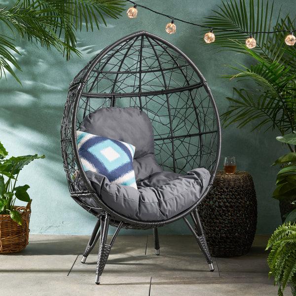 gdf studio Hendryx Outdoor Freestanding Wicker Teardrop / Egg Chair