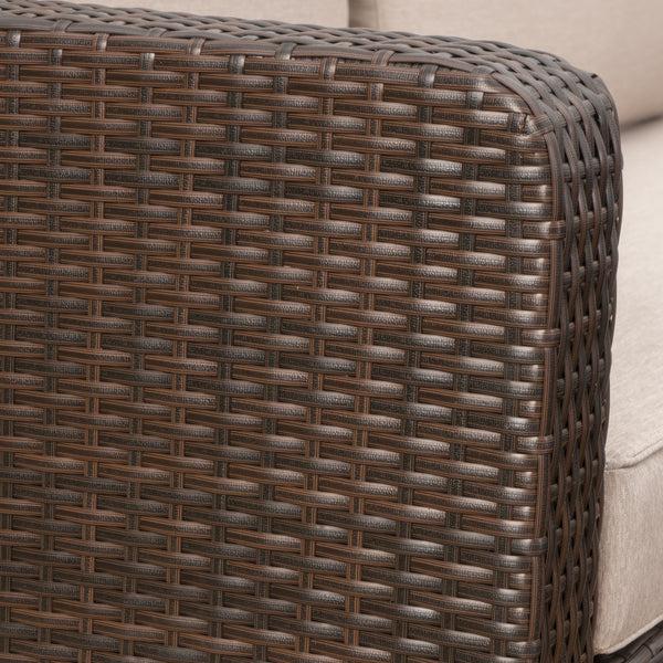 Gdf Studio Hensley Outdoor Wicker 5 Seater Sectional Sofa Chat Set With Cushions Mixed Black And Dark Gray