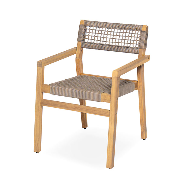 Gdf Studio Henzle Outdoor Rope Woven Acacia Dining Chair
