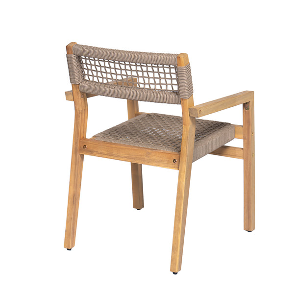 Gdf Studio Henzle Outdoor Rope Woven Acacia Dining Chair