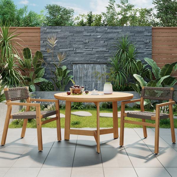 gdf studio Henzle Outdoor Rope Woven Acacia Dining Chair