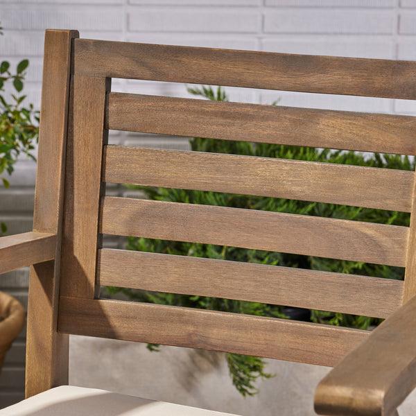 Gdf Studio Hermosa Outdoor Acacia Wood Barstool (Set Of 4) Grey With Cream Cushion