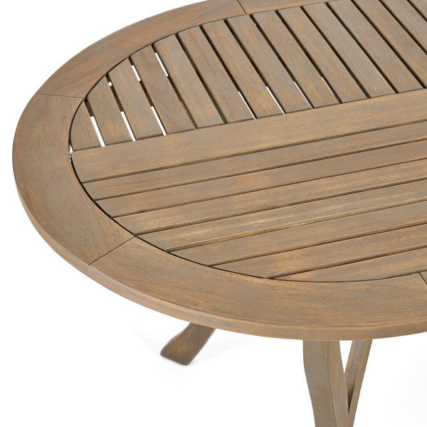 Gdf Studio Hestia Outdoor 6 Seater Acacia Wood Oval Dining Set With Cushions
