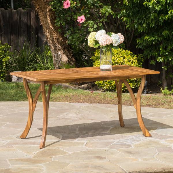 Gdf Studio Hestia Teak Finish Acacia Wood Rectangular Dining Table