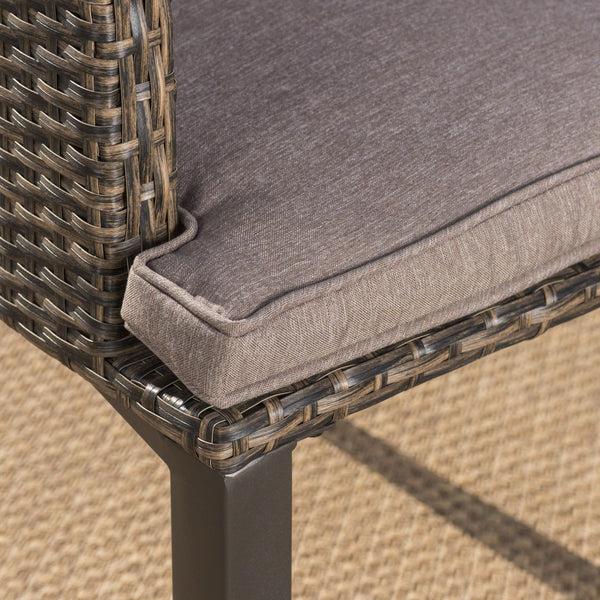 Gdf Studio Hilary Outdoor Wicker Dining Chairs With Water Resistant Cushions (Set Of 2)