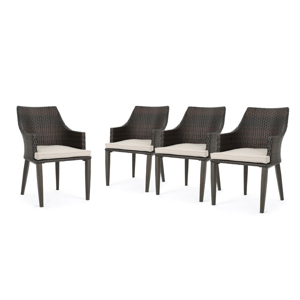 gdf studio Hilary Outdoor Wicker Dining Chairs with Water Resistant Cushions (Set of 2)