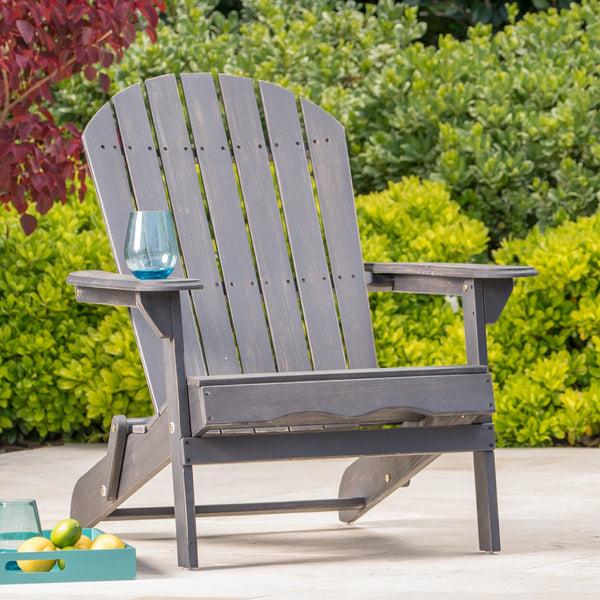 Gdf Studio Hillary Dark Gray Acacia Wood Folding Adirondack Chair