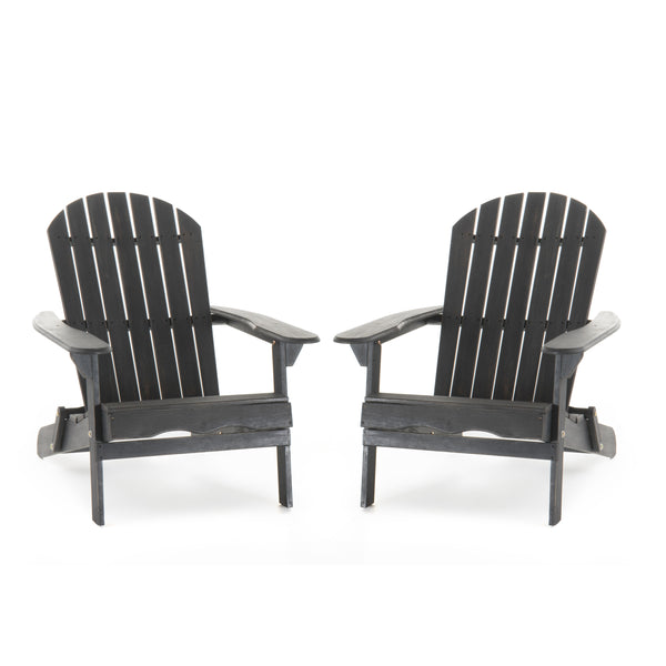 Gdf Studio Hillary Dark Gray Acacia Wood Folding Adirondack Chair