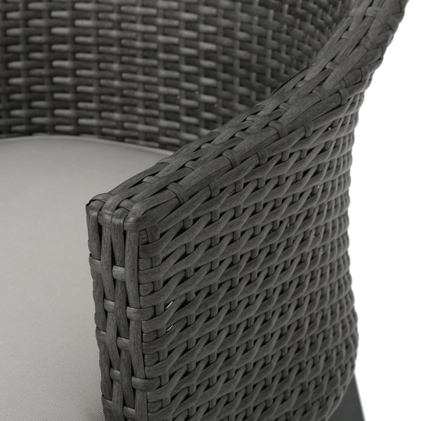 Gdf Studio Hillcrest Outdoor Wicker Dining Chairs With Water Resistant Cushions (Set Of 2)