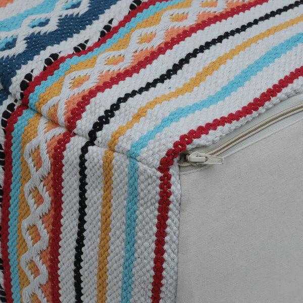 Gdf Studio Hilliard Boho Handcrafted Peruvian Print Cube Pouf