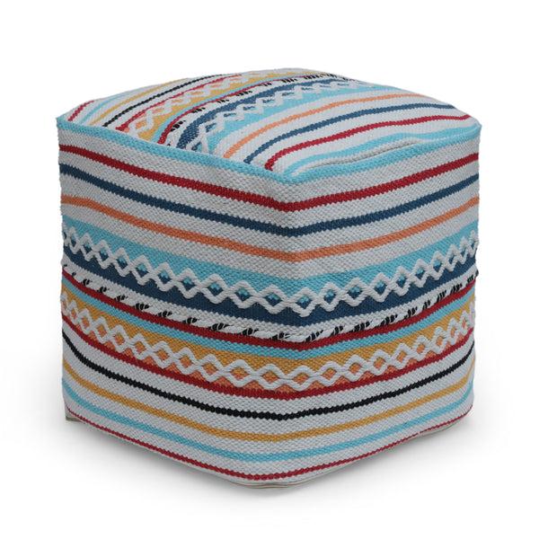 gdf studio Hilliard Boho Handcrafted Peruvian Print Cube Pouf