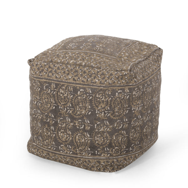gdf studio Hinton Handcrafted Boho Fabric Cube Pouf