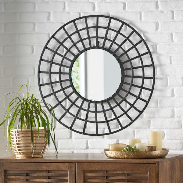 Gdf Studio Hiram Handcrafted Modern Round Wall Mirror