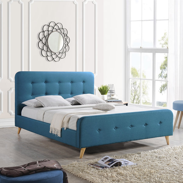 Gdf Studio Hirver Modern Glam Button-Tufted Queen Velvet Bed Frame With Splayed Legs