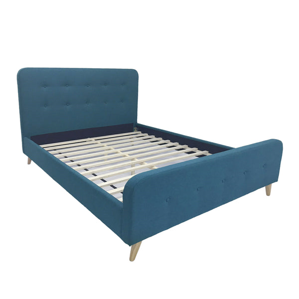 gdf studio Hirver Modern Glam Button-Tufted Queen Velvet Bed Frame with Splayed Legs