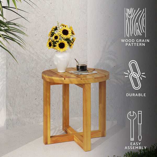 Gdf Studio Hobbs Outdoor Acacia Wood Circular Side Table Teak