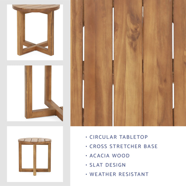 Gdf Studio Hobbs Outdoor Acacia Wood Circular Side Table Teak