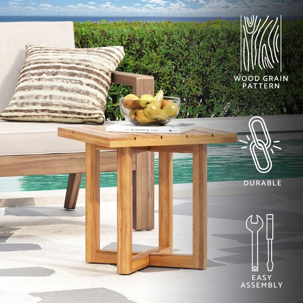 Gdf Studio Hobbs Outdoor Acacia Wood Square Side Table Teak