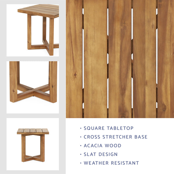 Gdf Studio Hobbs Outdoor Acacia Wood Square Side Table Teak