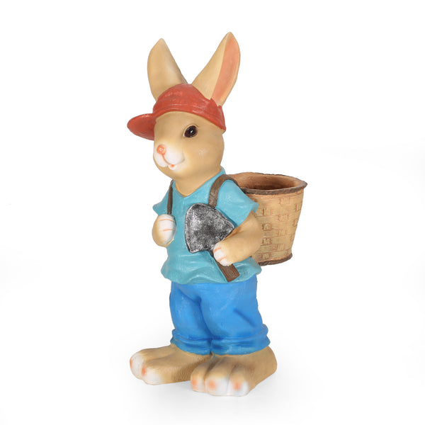 gdf studio Hogeland Outdoor Decorative Rabbit Planter Blue and Brown