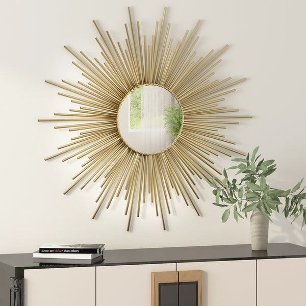 Gdf Studio Holasek Modern Glam Sunburst Wall Mirror Gold