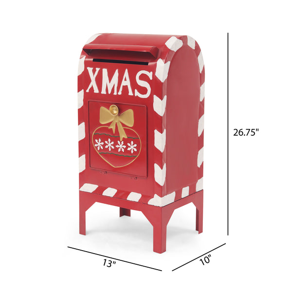 Gdf Studio HolidayHaven Red Iron Christmas Mailbox Christmas Decoration