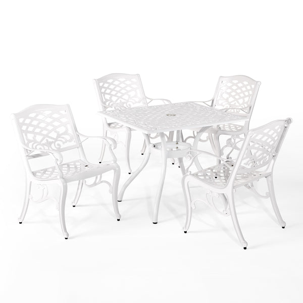 gdf studio Honolulu Traditional Outdoor Aluminum 5 Piece Dining Set