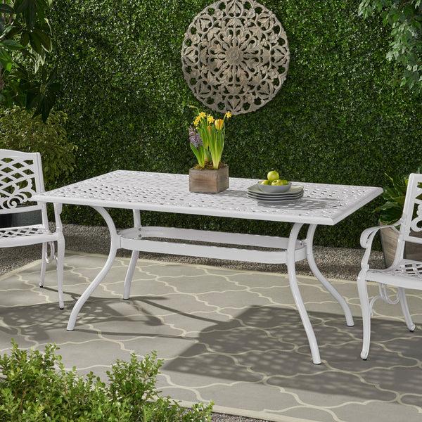 gdf studio Honolulu Traditional Outdoor Aluminum Rectangular Dining Table