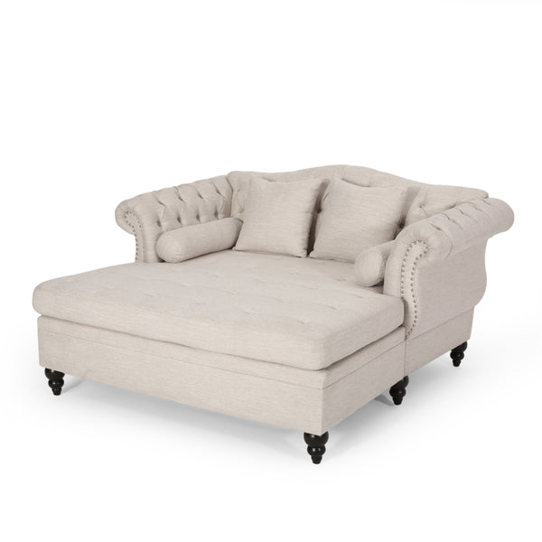 Gdf Studio Horeb Contemporary Tufted Double Chaise Lounge With Accent Pillows