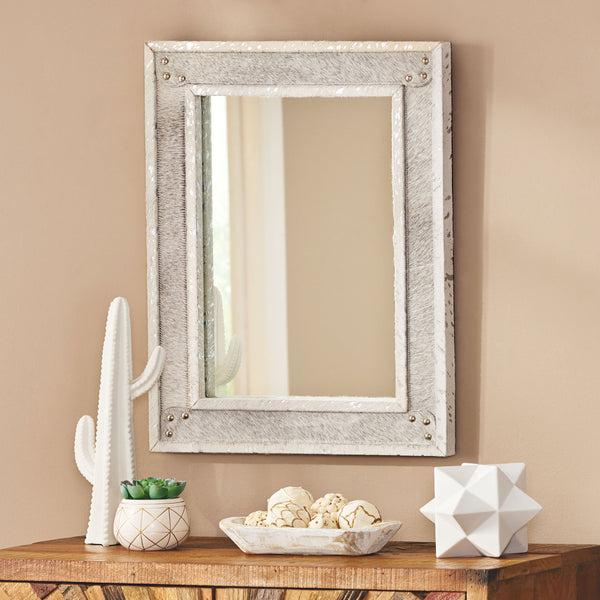 Gdf Studio Hortense Handcrafted Boho Studded Leather Rectangle Wall Mirror