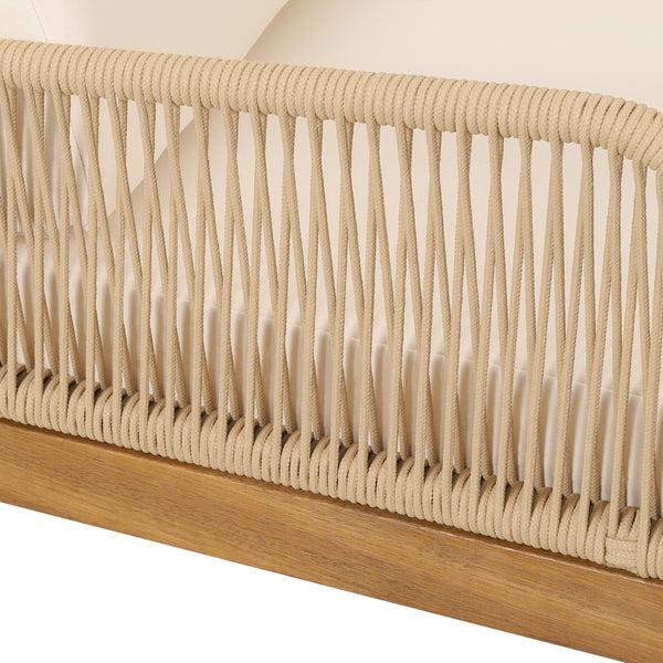 Gdf Studio Hueber Outdoor Acacia Wood And Rope Club Chair With Cushions Teak Light Brown And Beige