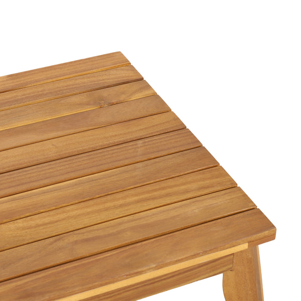 Gdf Studio Hueber Outdoor Acacia Wood Chat Set With Cushion Teak Light Brown And Beige