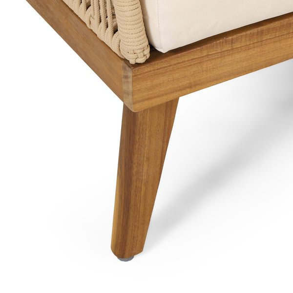 Gdf Studio Hueber Outdoor Acacia Wood Club Chairs With Cushion Set Of 2 Teak Light Brown And Beige