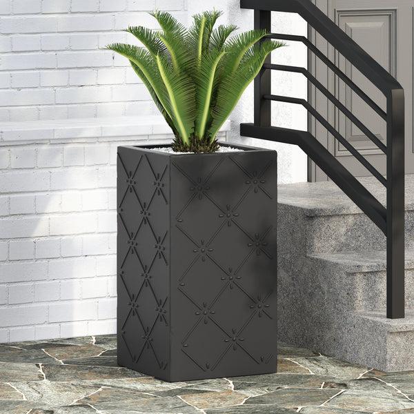 Gdf Studio Hula Outdoor Cast Stone Planter Matte Black