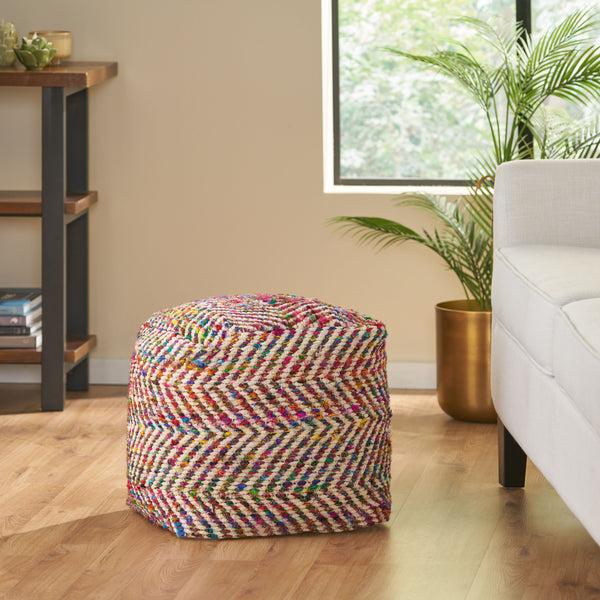 Gdf Studio Hulbert Handcrafted Boho Fabric Cube Pouf