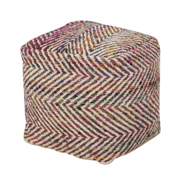 gdf studio Hulbert Handcrafted Boho Fabric Cube Pouf