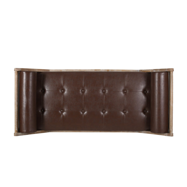 Gdf Studio Huller Rustic Tufted Double End Chaise Lounge With Bolster Pillows