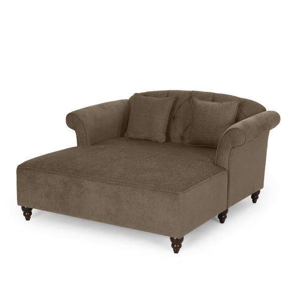 Gdf Studio Hurford Contemporary Tufted Double Chaise Lounge With Accent Pillows