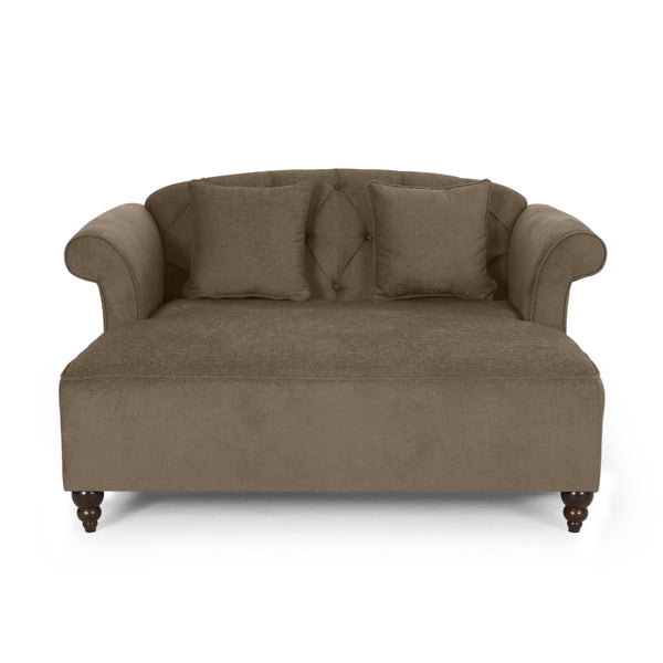 Gdf Studio Hurford Contemporary Tufted Double Chaise Lounge With Accent Pillows